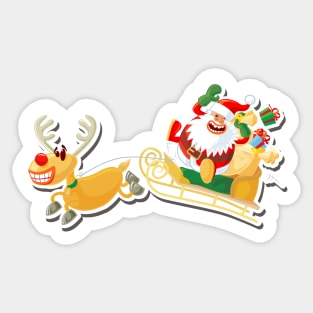 Santa and Reindeer Sticker